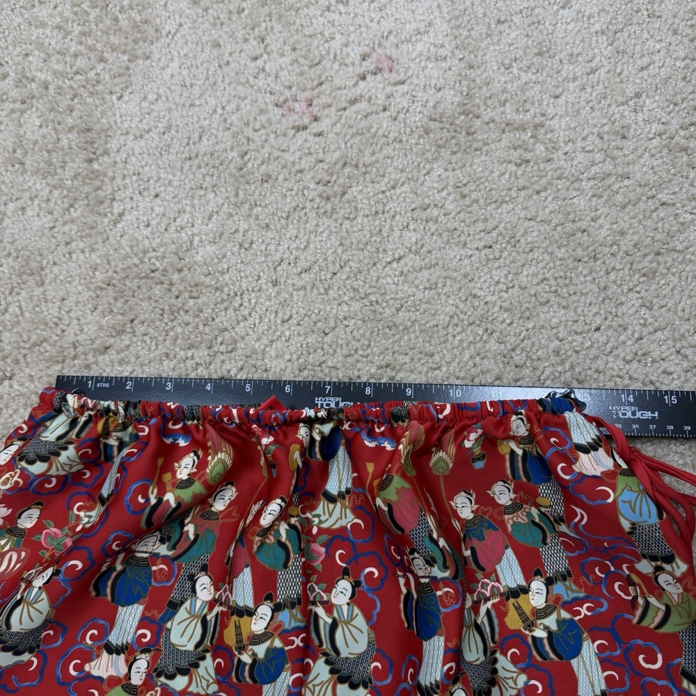 Josie Natori Geisha Tea Garden Crop Pant 22'' inseam Pajama Red Sz M (approx) - Picture 5 of 10